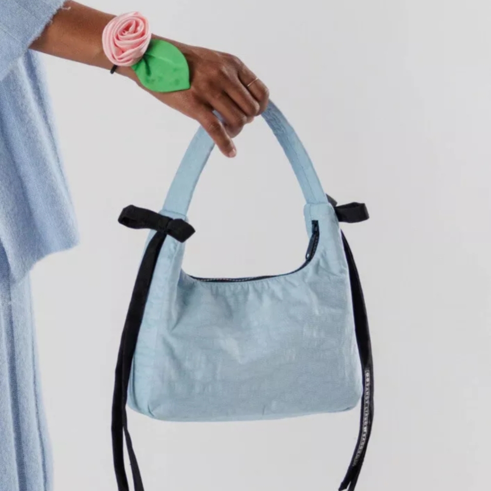 BAGGU X Sandy Liang Mini Bow Bag in powder blue